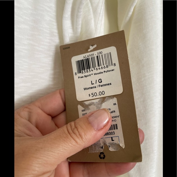 Columbia White Long sleeve Hoodie with front pockets Size (L) NWT - Picture 5 of 5